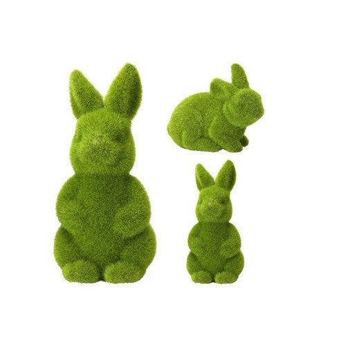 17cm green flocked rabbit figurine