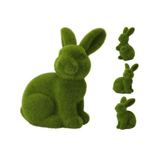 22cm green flocked rabbit figurine