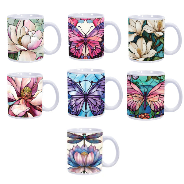 High-quality Ceramic Magnolia Mug shown inside a matching floral gift box.