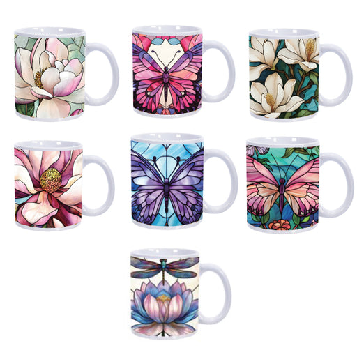 High-quality Ceramic Magnolia Mug shown inside a matching floral gift box.