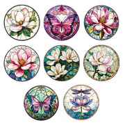 Small square ceramic trinket plates with a Magnolia design and elegant gold edging. – thumbnail
