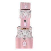 A set of five nesting storage trunks featuring a Paris-themed collage design. – thumbnail