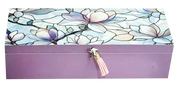Magnolia Stained Glass look Trinket Boxes 3 compartment with tassle and beaded detailing 24.3×9.3×6.5cm – thumbnail