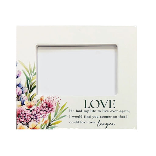 Ceramic photo frame with Australian bushland designs, holds a 4x6 inch photo.