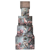 A set of five nesting storage trunks featuring the Midnight Australiana floral design. – thumbnail