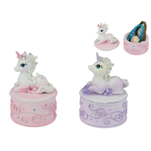 Ronis Jewelled Unicorn Pin Box 12cm Assorted