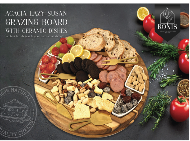 Acacia cheese plate with turnable 40x40x4cm