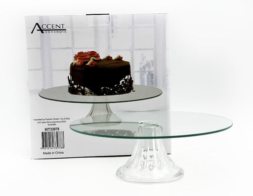 Clear glass cake stand 25 cm with gift box for cakes and desserts