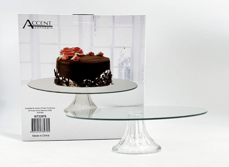 Clear glass cake stand 30 cm with gift box for dessert presentation