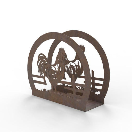 Metal rooster napkin holder