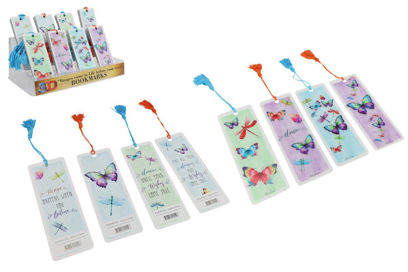 3D lenticular bookmark butterfly dragonfly assorted