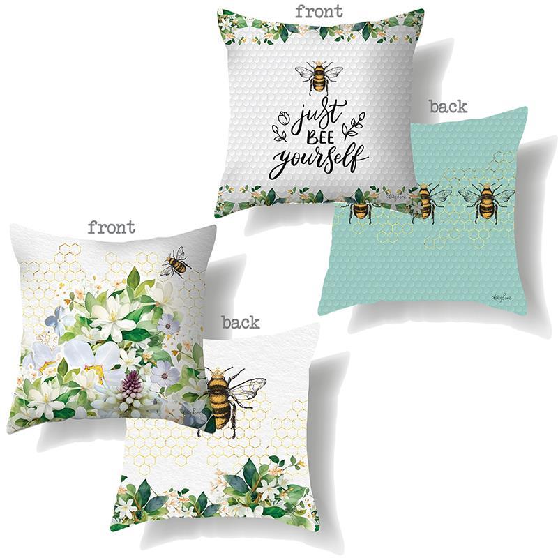 Square cushion with bee design assorted
