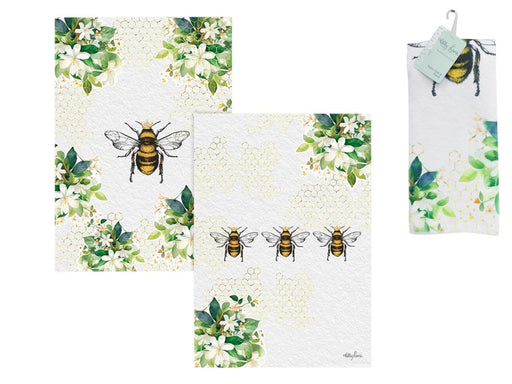 40X60CM COASTAL BEE TEA TOWEL 2 ASS