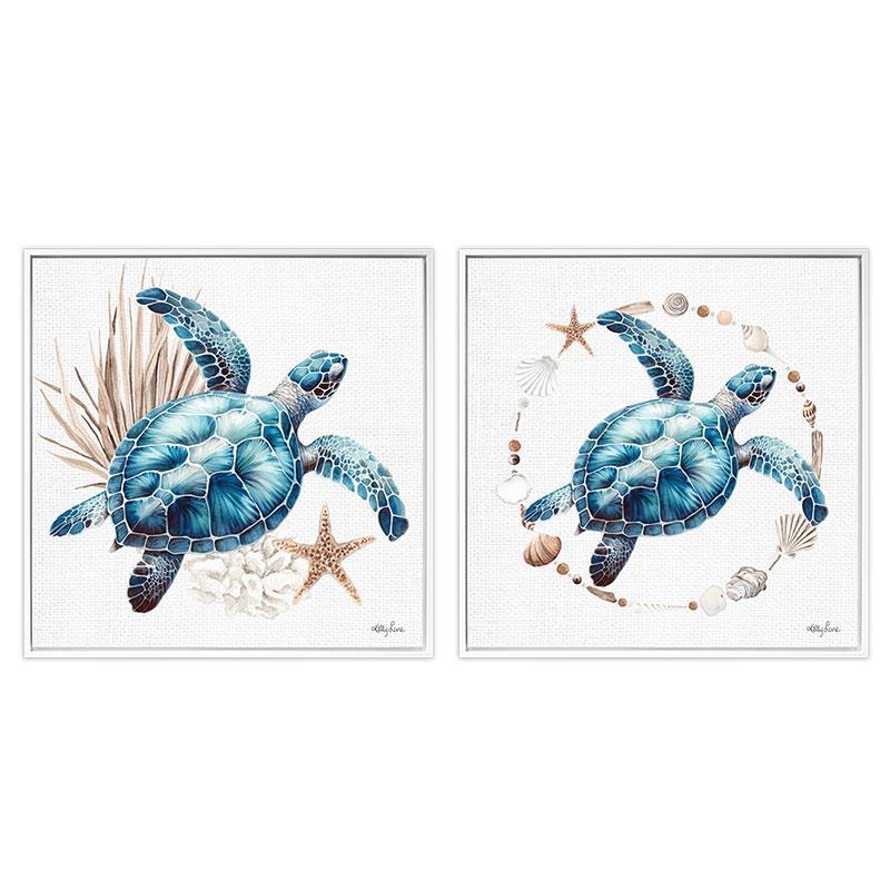 Assorted turtle beach framed canvas 40x40cm