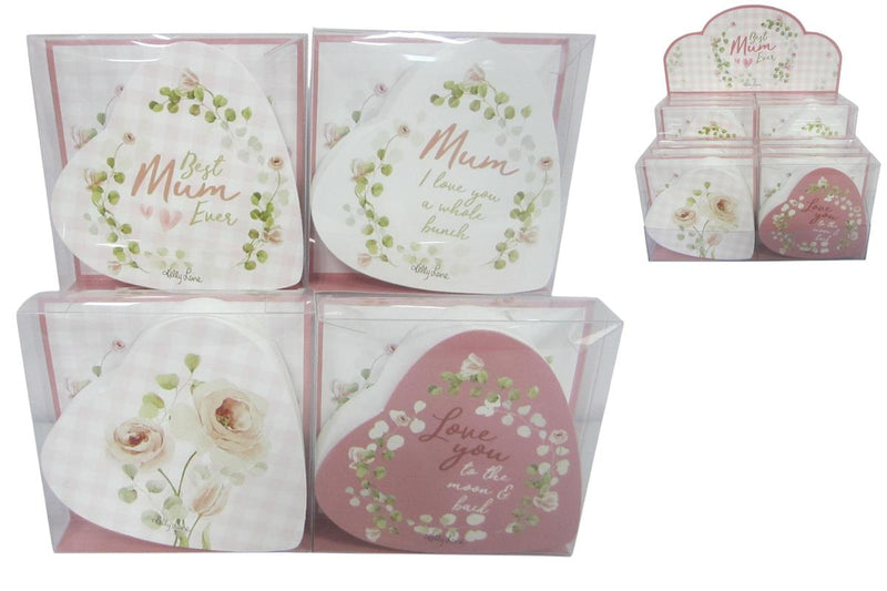 Kelly Lane Mum MDF heart assorted designs 10cm