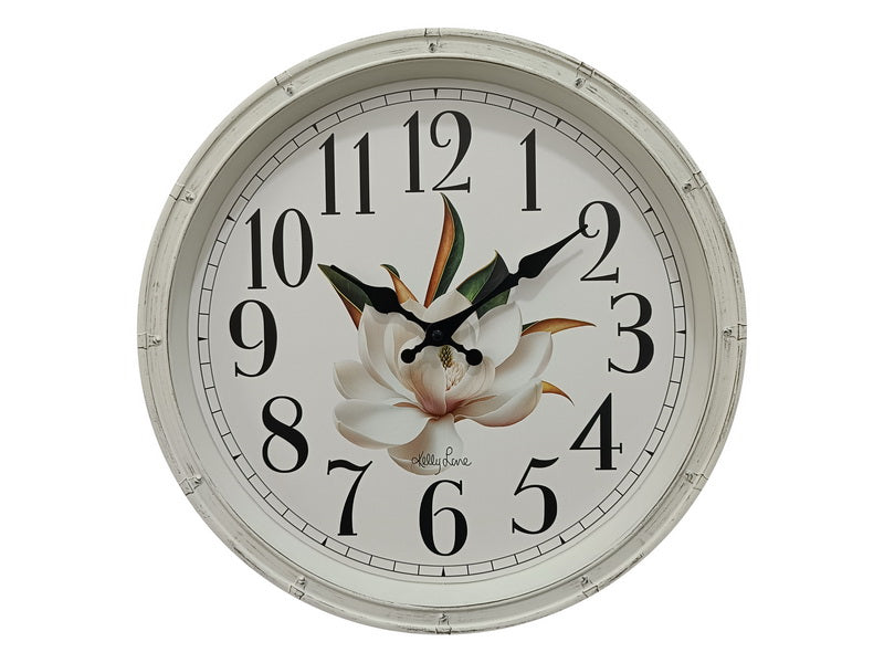 40cm wall clock with magnolia flower design