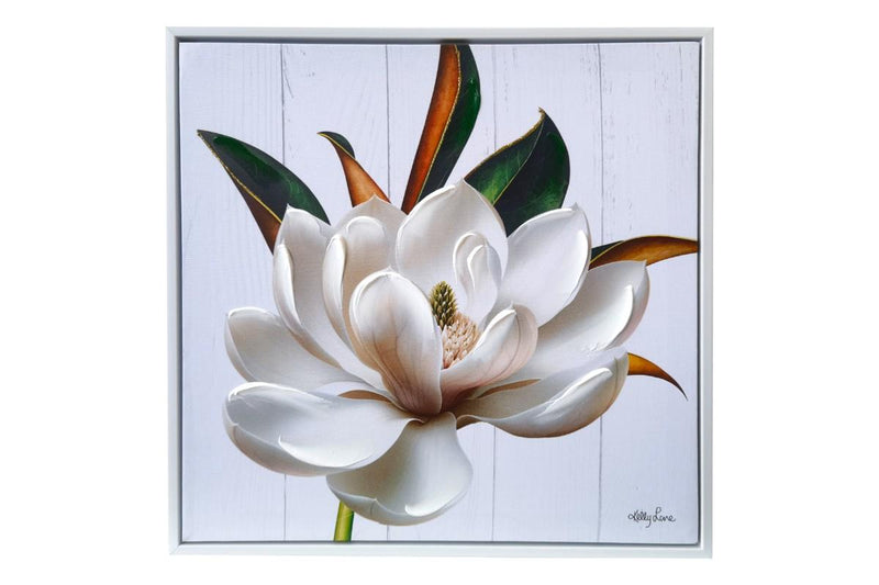 Shadow box framed canvas magnolia art