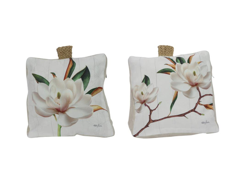 Fabric door stop with magnolia print assorted