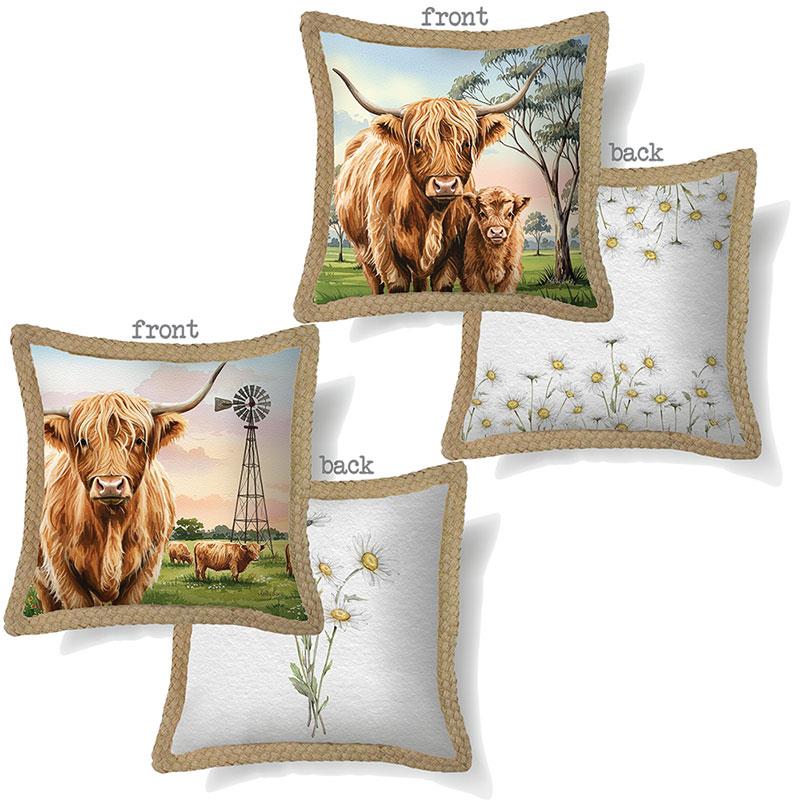 Assorted Highland cow cushion 45x45cm