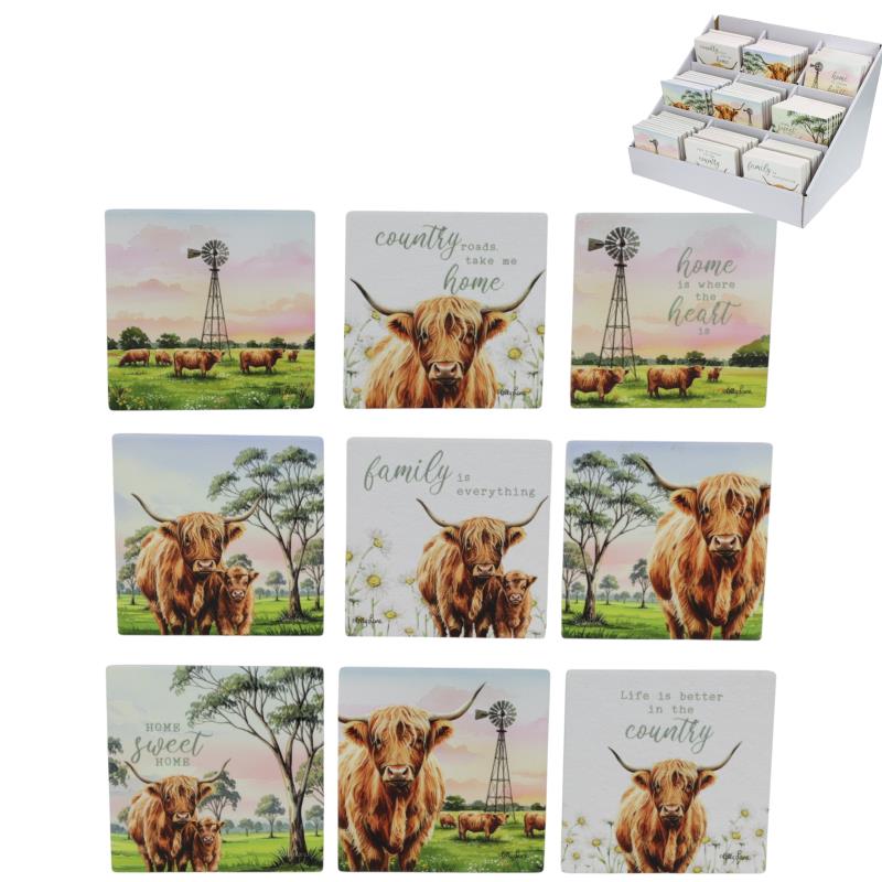 Assorted Highland cow coaster set