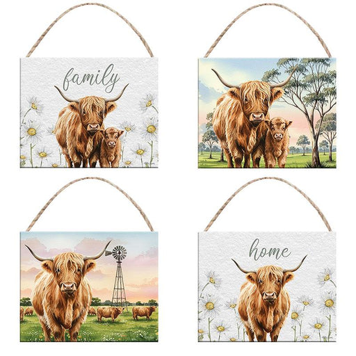 Highland cow MDF hanging plaque 25x20cm