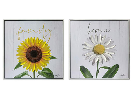 Framed sunflower and daisy canvas art