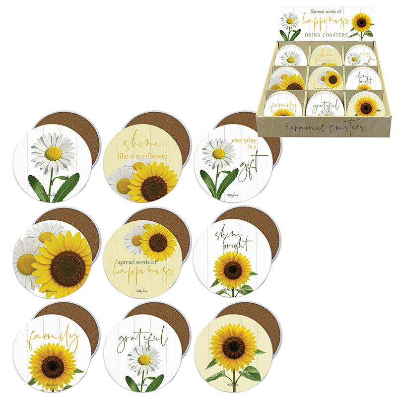 Sunflower and daisy drink coaster
