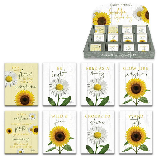 Sunflower and daisy decorative fridge magnets