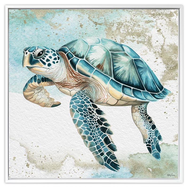 75X75CM SHADOW FRAMED TURTLE CANVAS KL