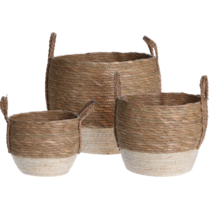 straw basket set in 3 assorted sizes