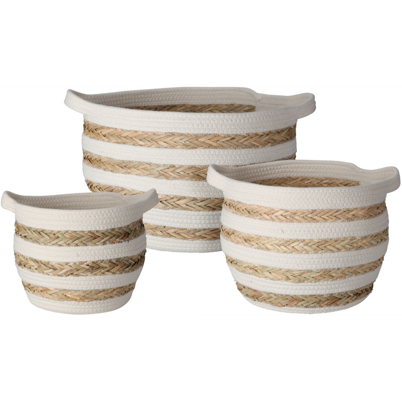 set of 3 cotton storage baskets