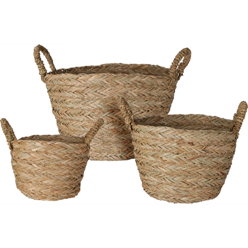 set of 3 straw storage baskets