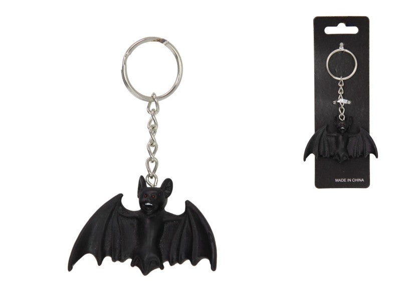 Black bat charm key ring