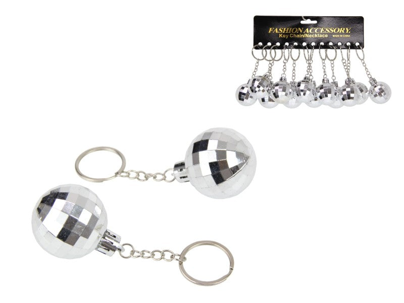 Silver disco ball key ring