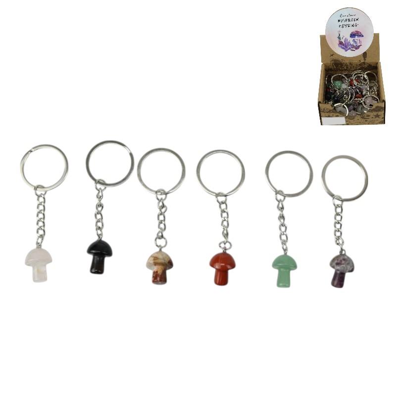 GEMSTONE MUSHROOM KEYRING 6 ASS