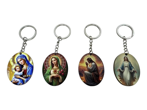 Religious Oval Keyring 4 assorted