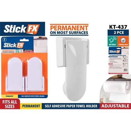 Adhesive wall mount paper towel holder