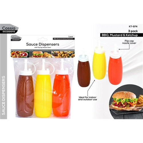 3 pack plastic squeeze sauce bottles