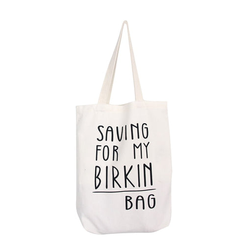 Plain white canvas tote bag
