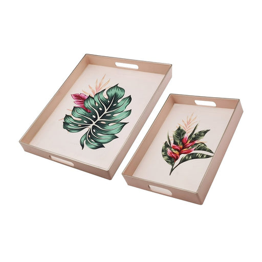 Large vintage tropical print serving tray