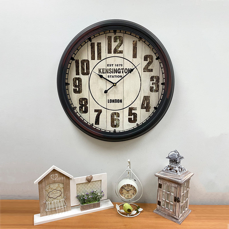 Ronis Kensington Station Vintage French Country Metal Wall Clock 62x62x6.5cm Black