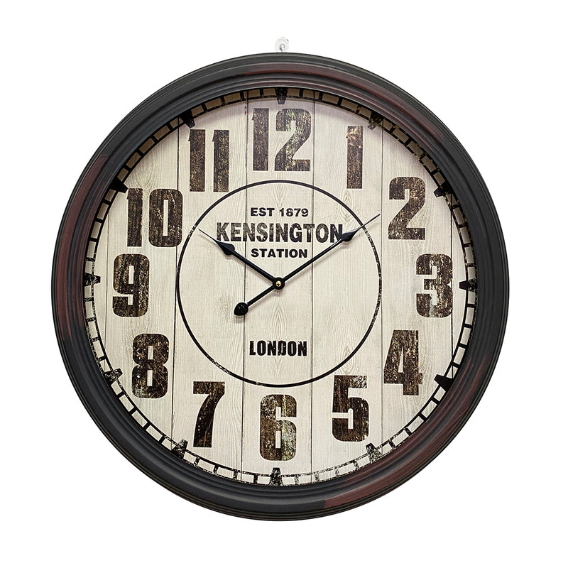 Ronis Kensington Station Vintage French Country Metal Wall Clock 62x62x6.5cm Black
