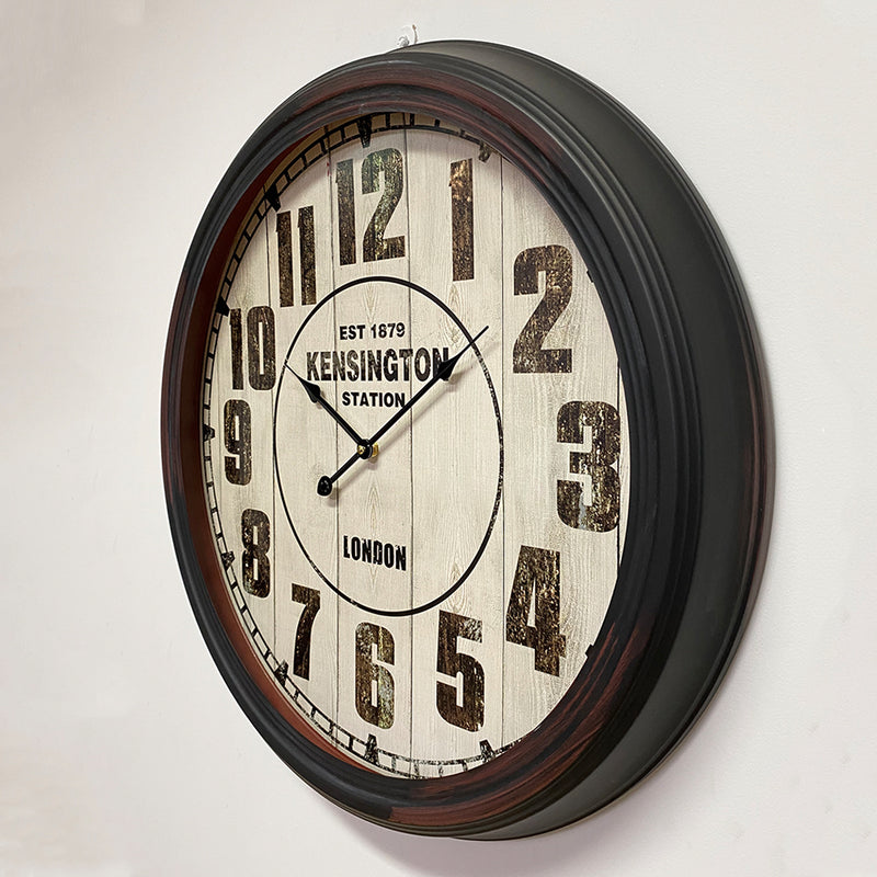 Ronis Kensington Station Vintage French Country Metal Wall Clock 62x62x6.5cm Black