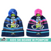 Kids Ski Beanie Goggle Print/Pompom