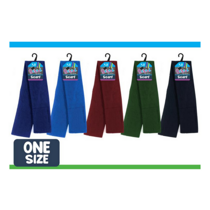 Kids knitted basic school scarf in assorted colours for winter warmth