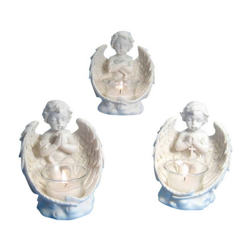 Ronis Kneeling Cherub Tealight Candle Holder 13cm Assorted