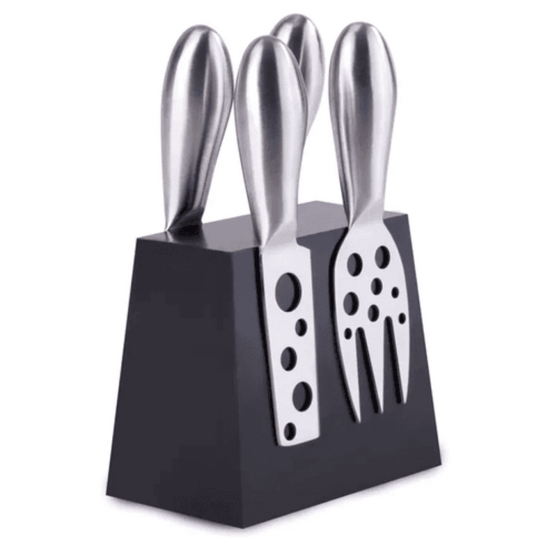 Clevinger Hobson 4 Piece Stainless Steel Cheese Knife Set with Magnetic Block