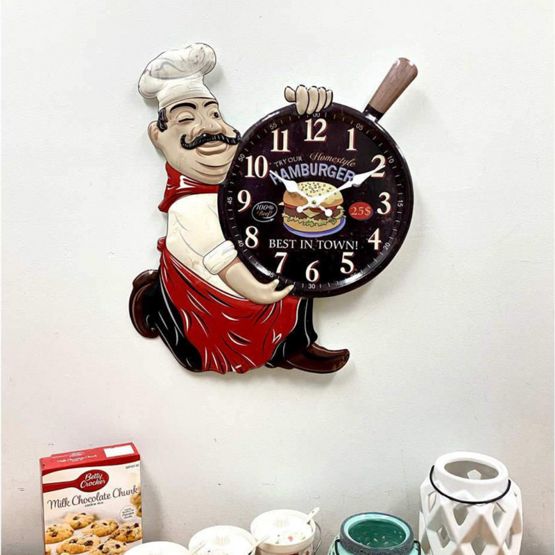 Clock Iron Plate Stamping Clock Chef 54cm