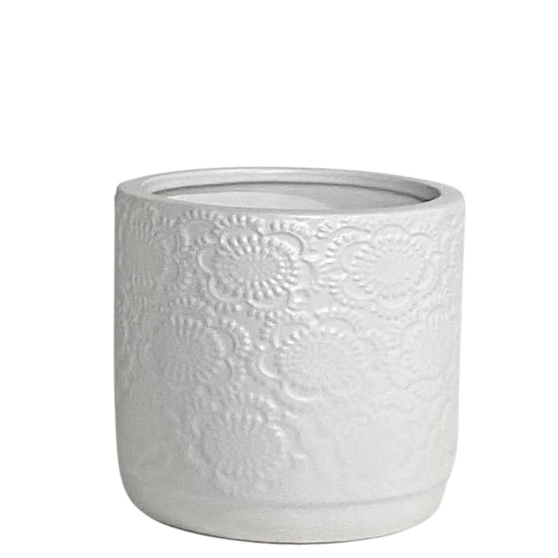 Lacey Grace Pot 13x13cm Matt White