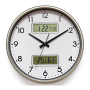 Ronis LCD Display T&H Wall Clock 32cm Assorted